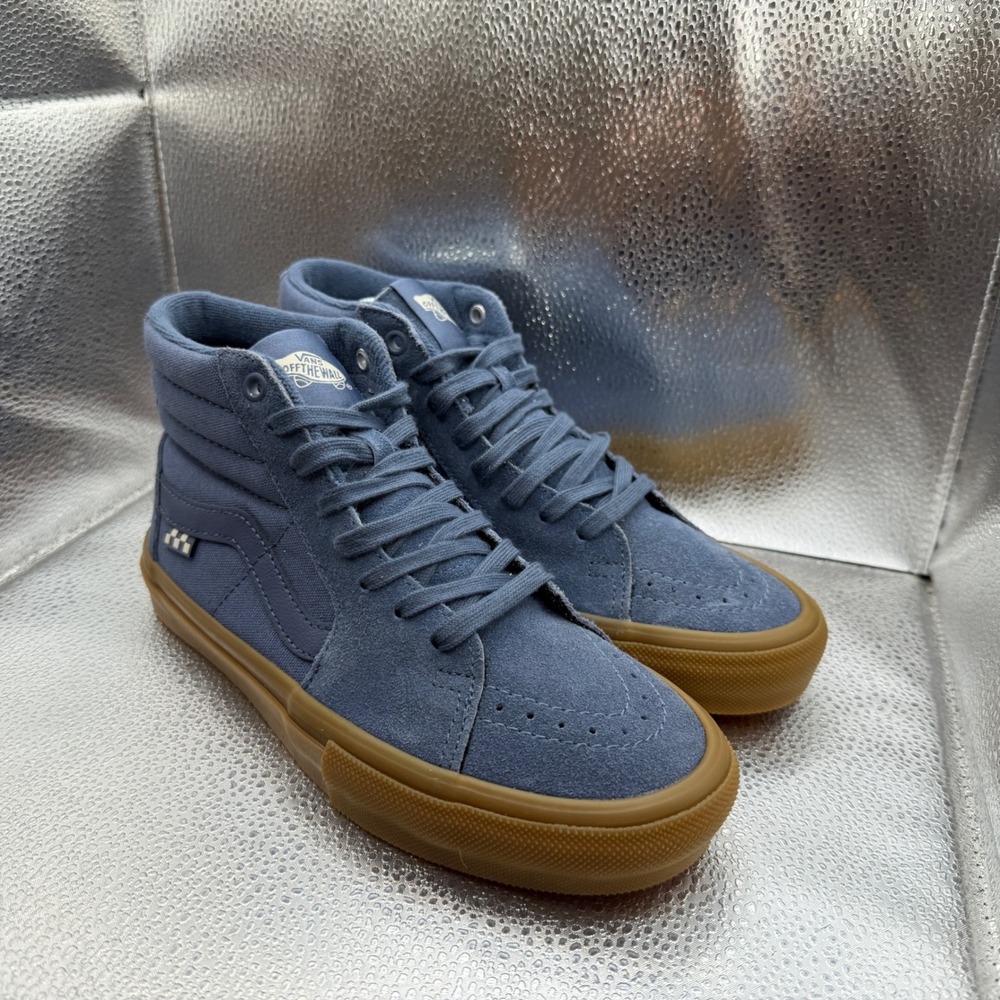 Size 6 Vans Skate Sk8-Hi Sneakers Mens Blue Excellent Gum Sole High Top Shoes
